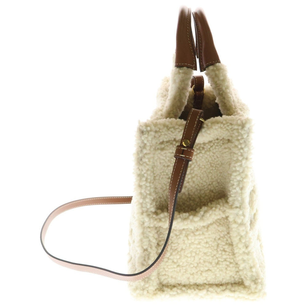 CELINE(セリーヌ) Small Cabas Thais Triomphe スモールカバタイス トリオンフ刺繍 2WAY ボアハンドバッグ ショルダーバッグ ベージュ×ブラウン レディース 199163FK5.02NT