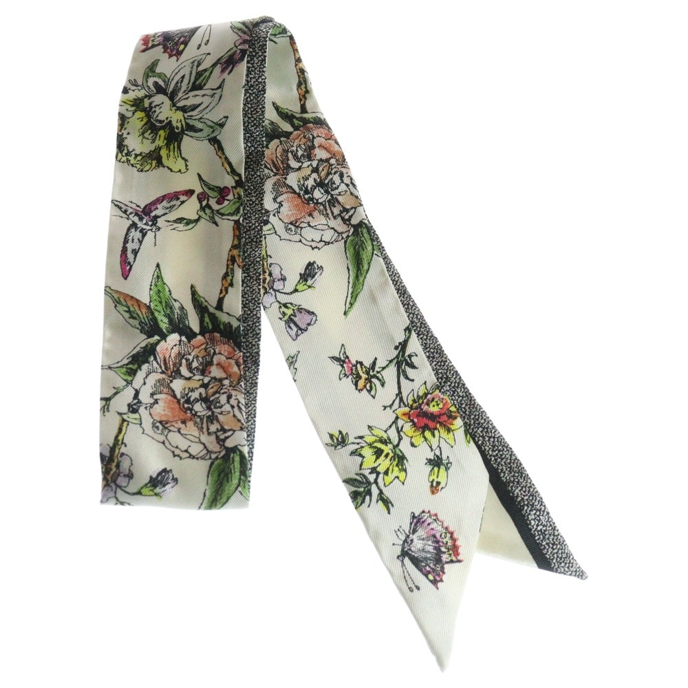 Christian Dior(クリスチャンディオール) ミッツァ ツイリー スカーフ 花柄 ホワイト マルチカラー シルク