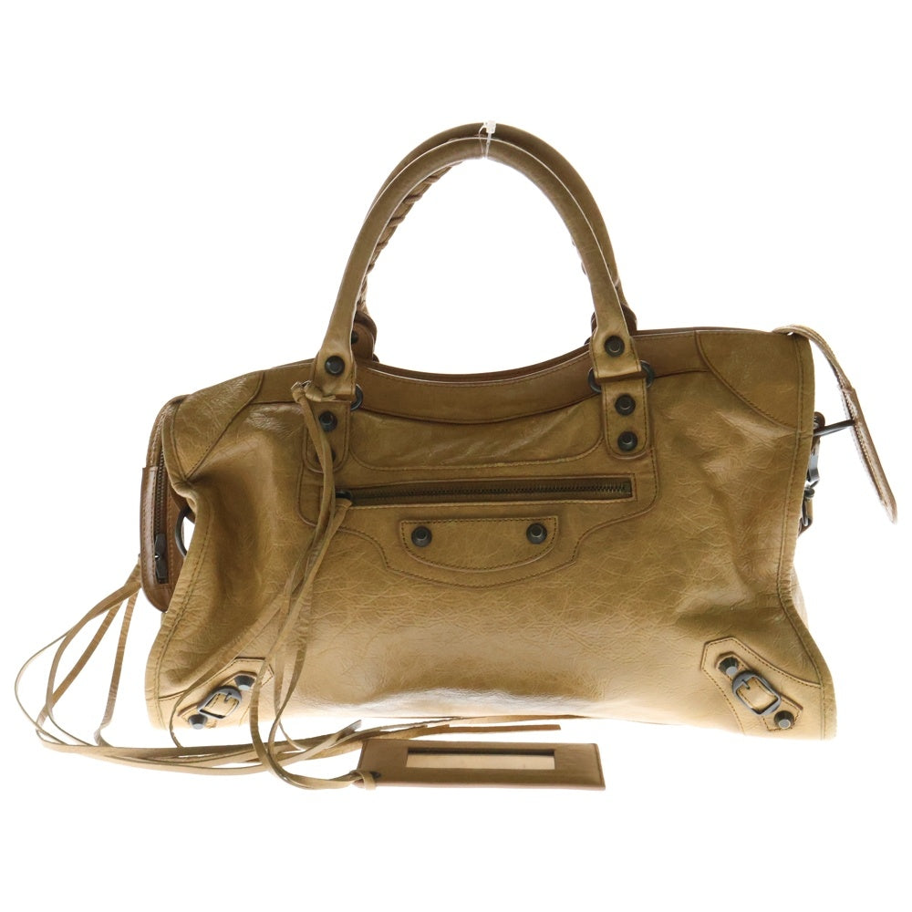 BALENCIAGA(バレンシアガ) ザシティ ラムレザー 2WAYバッグ ハンドバッグ ショルダーバッグ キャメル ブラウン レザー 115748