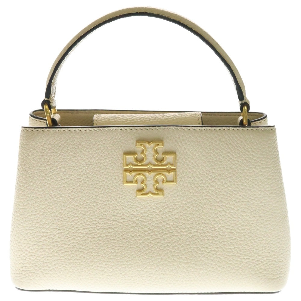 TORY BURCH(トリー バーチ) ロゴ トップハンドル 2WAYバッグ ハンドバッグ ショルダーバッグ アイボリー ホワイト ゴールド金具 レザー