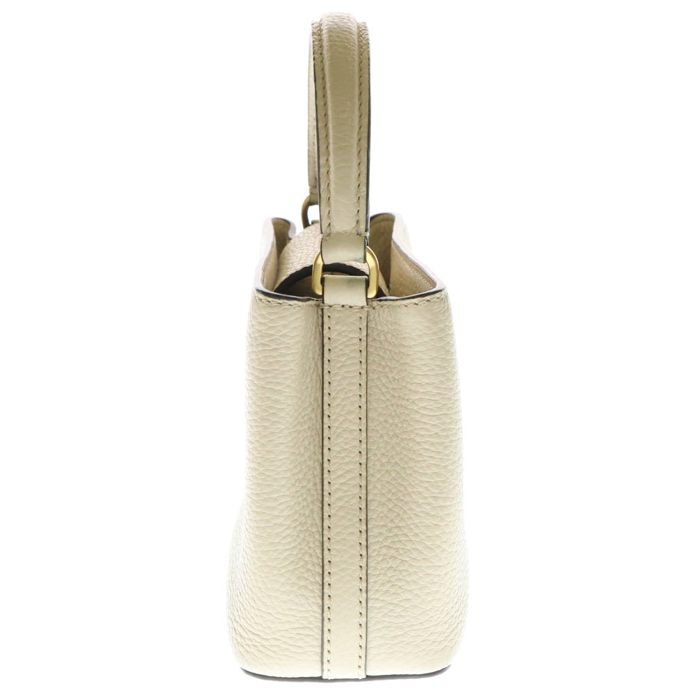 TORY BURCH(トリー バーチ) ロゴ トップハンドル 2WAYバッグ ハンドバッグ ショルダーバッグ アイボリー ホワイト ゴールド金具 レザー