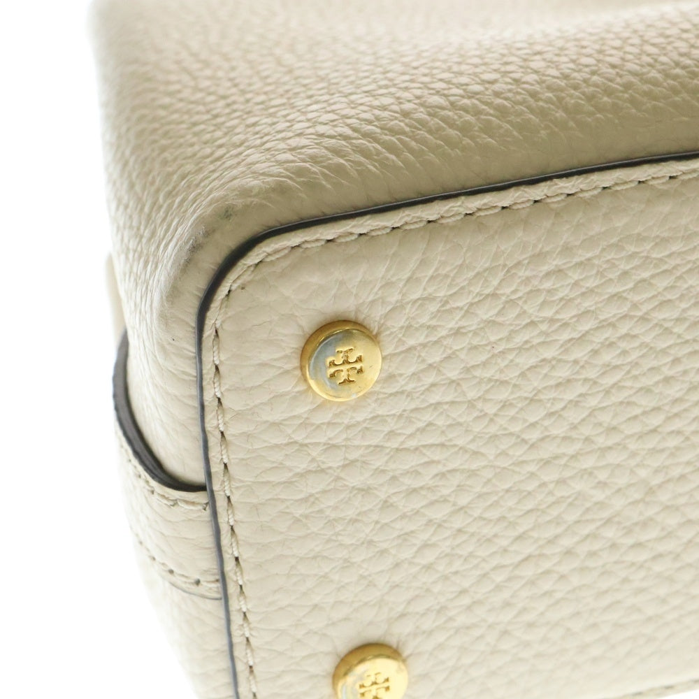 TORY BURCH(トリー バーチ) ロゴ トップハンドル 2WAYバッグ ハンドバッグ ショルダーバッグ アイボリー ホワイト ゴールド金具 レザー