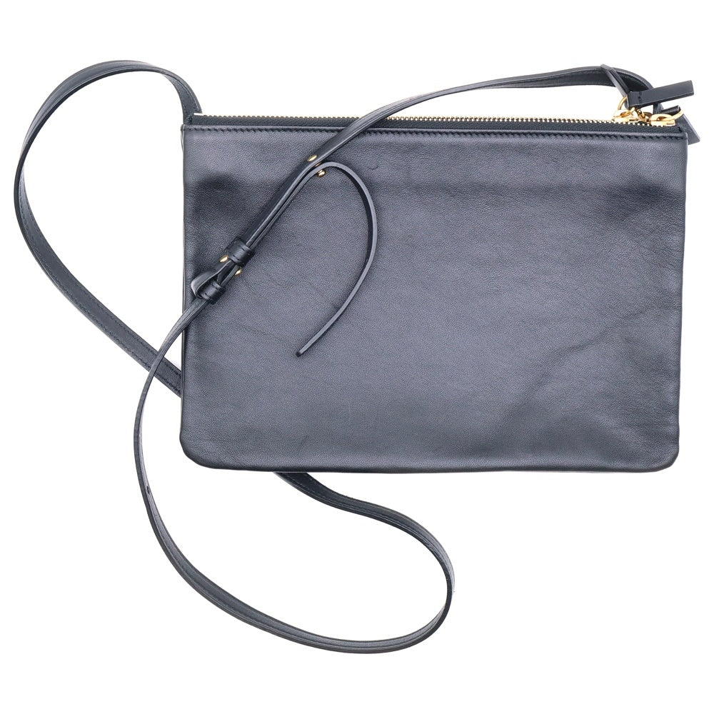 CELINE(セリーヌ) トリオ スモール ショルダーバッグ ミニバッグ ブラック ゴールド金具 レザー 192033