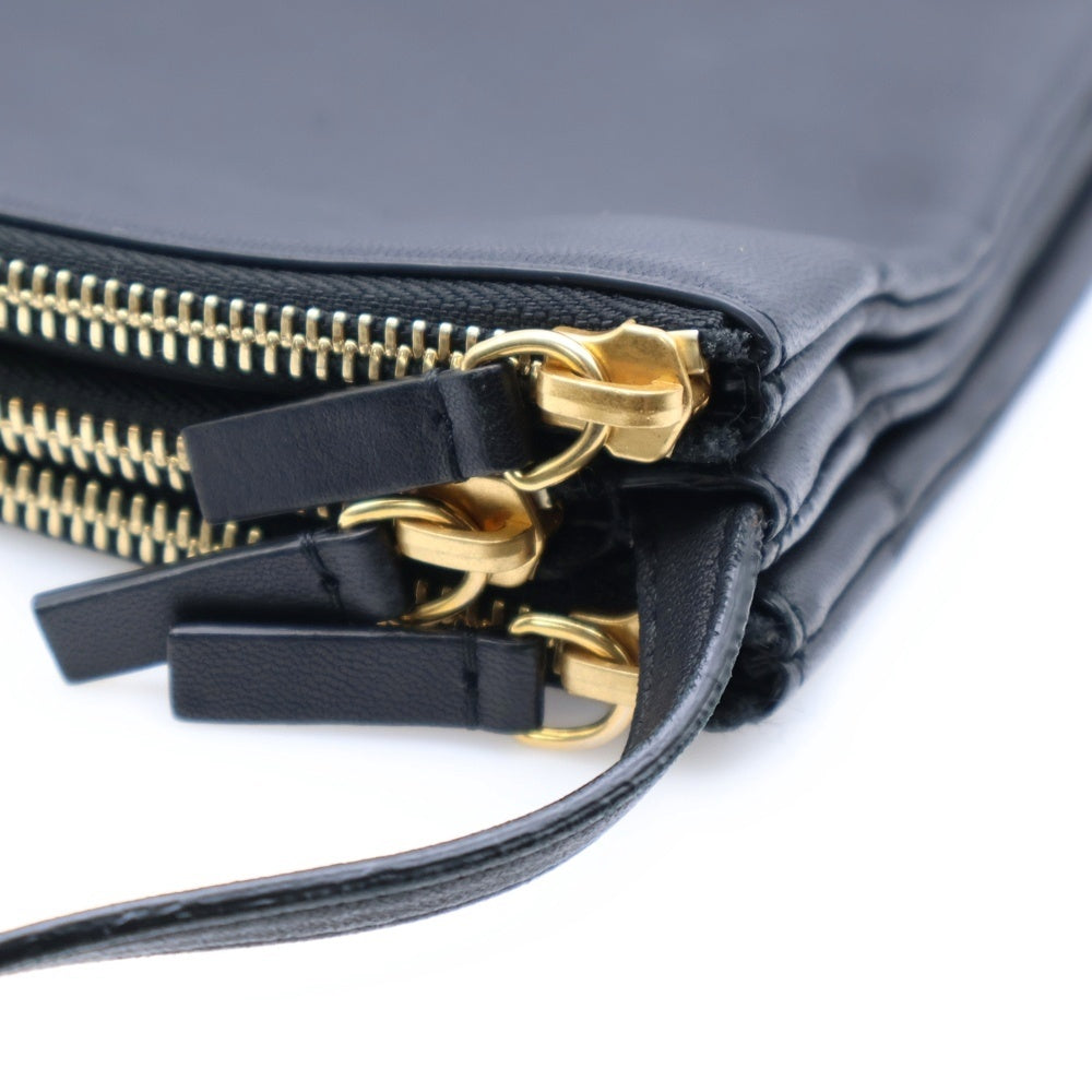 CELINE(セリーヌ) トリオ スモール ショルダーバッグ ミニバッグ ブラック ゴールド金具 レザー 192033
