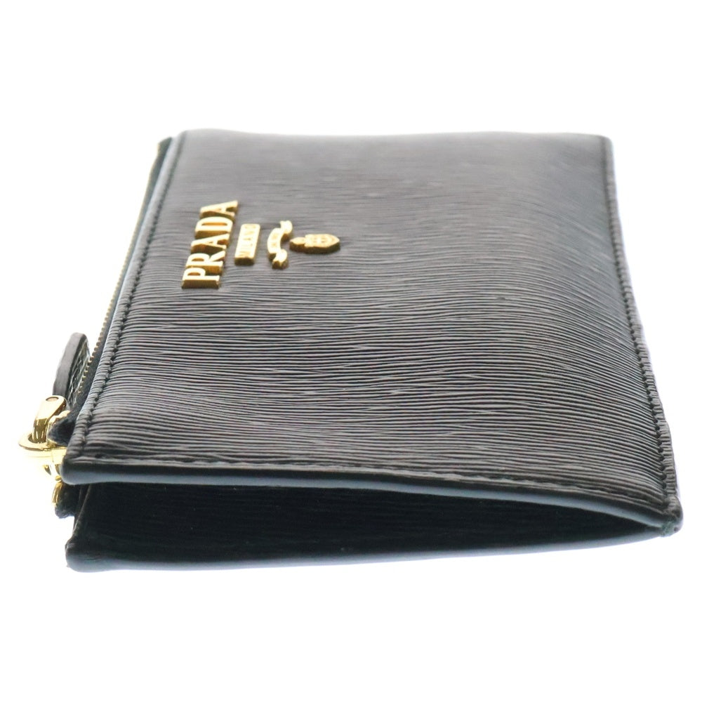 PRADA(プラダ) ヴィッテロ レザー ロゴプレート コイン カード ホルダー フラグメントケース ゴールド金具 ブラック 1MC079 箱