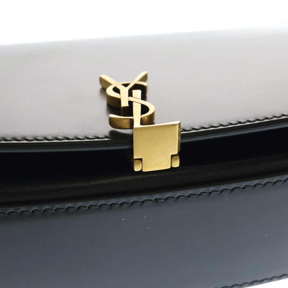YVES SAINT LAURENT(イヴサンローラン) ヴォルテール ミニ ブラック レザー ショルダーバッグ ハンドバッグ ゴールド金具