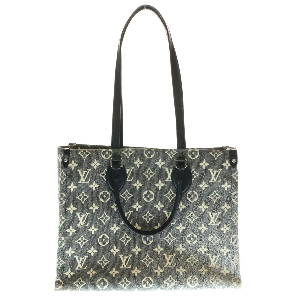 LOUIS VUITTON(ルイヴィトン) モノグラムジャガードデニム オンザゴーMM トートバッグ ハンドバッグ ブラック×グレー デニム×レザー シルバー金具 M46448