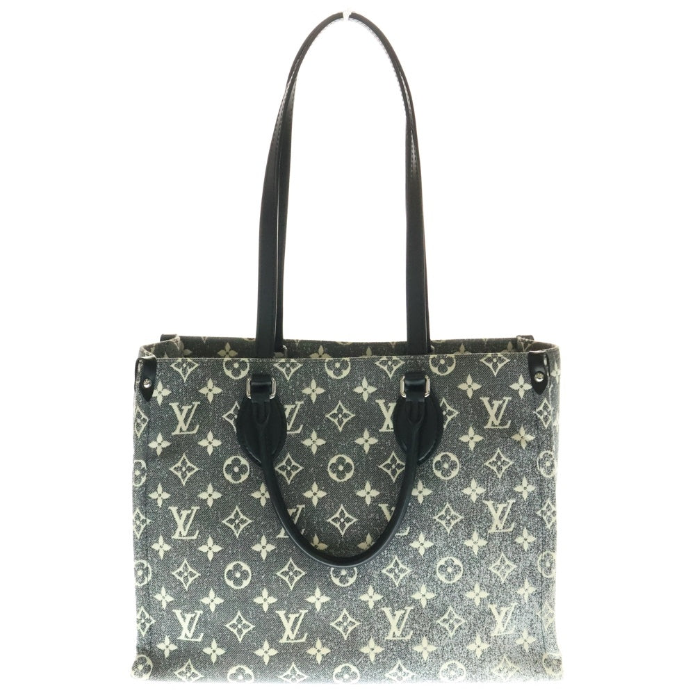 LOUIS VUITTON(ルイヴィトン) モノグラムジャガードデニム オンザゴーMM トートバッグ ハンドバッグ ブラック×グレー デニム×レザー シルバー金具 M46448