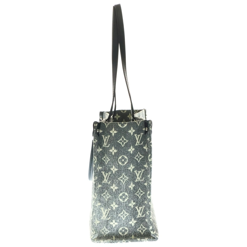LOUIS VUITTON(ルイヴィトン) モノグラムジャガードデニム オンザゴーMM トートバッグ ハンドバッグ ブラック×グレー デニム×レザー シルバー金具 M46448