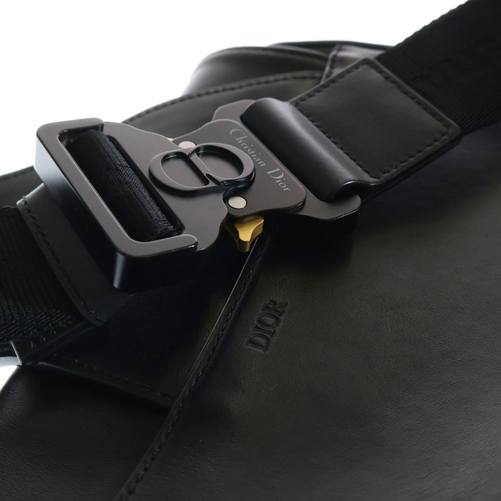 DIOR(ディオール) Saddle Bag サドルバッグ コブラバックルロゴ刺繍レザーボディバッグ ウエストバッグ ブラック