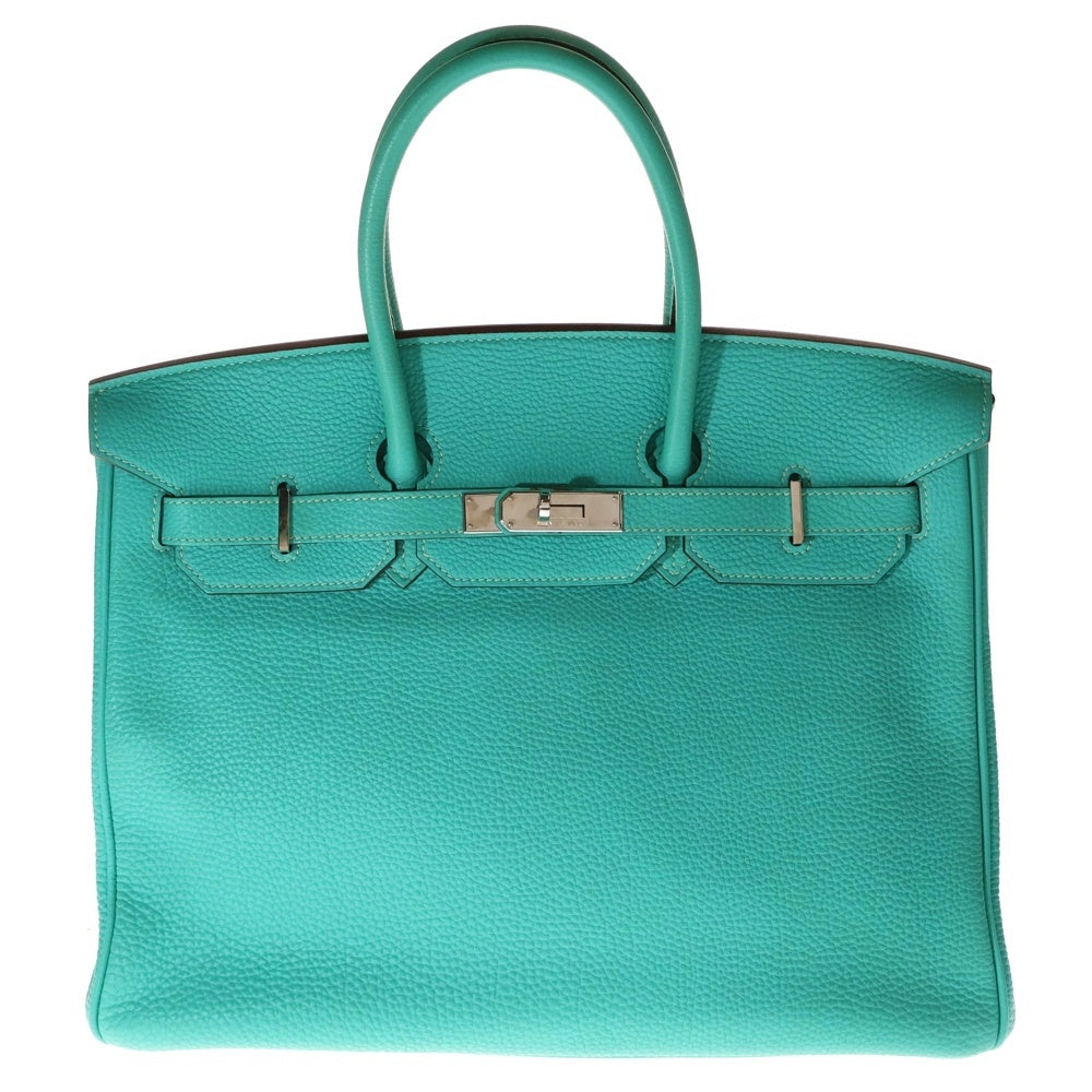 HERMES(エルメス) バーキン35 ブルーパオン トゴ ハンドバッグ シルバー金具 □L刻印