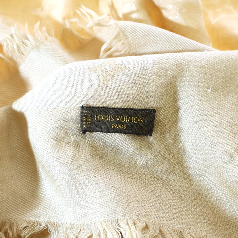 LOUIS VUITTON(ルイヴィトン) モノグラム スカーフ ショール ベージュ シルク ゴールド系