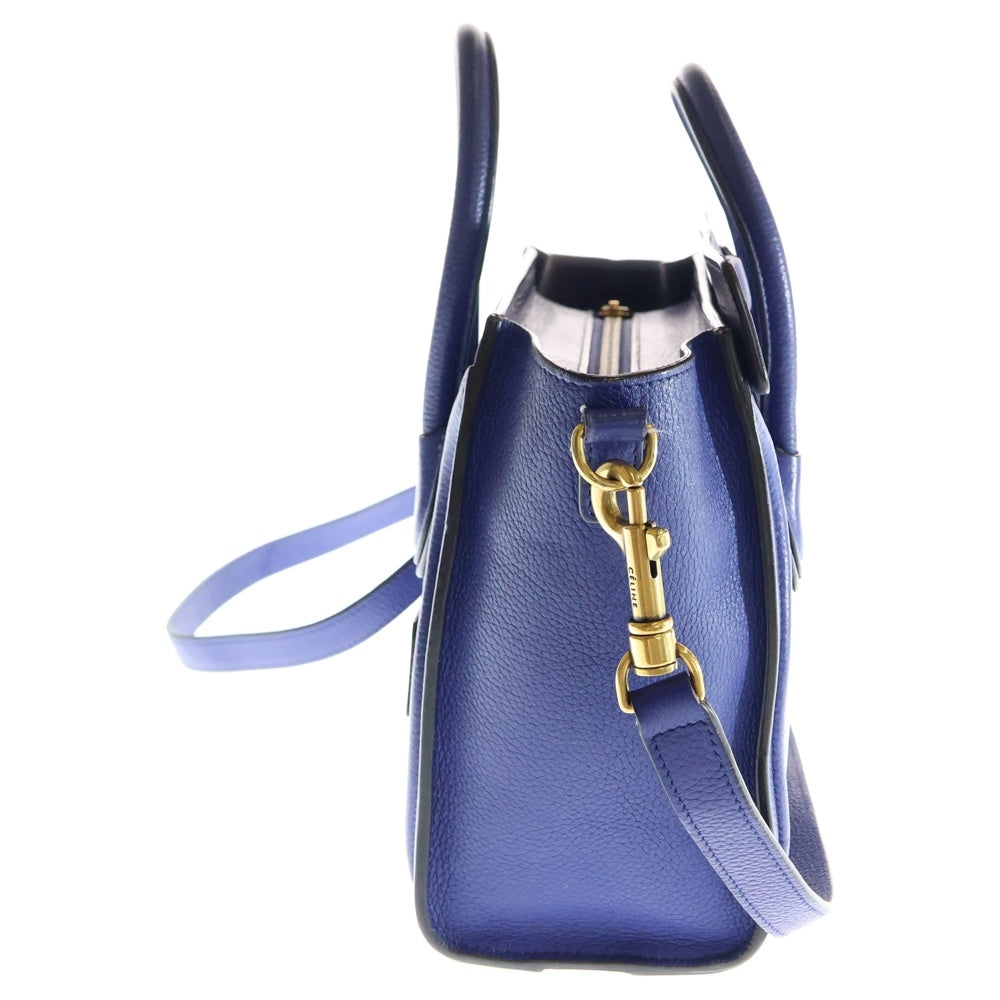 【美品】セリーヌ ラゲージ ナノ 2way ショルダー レザー 水色系 セリーヌ ラゲージ ナノショッパー レザー 2WAYハンドバッグ