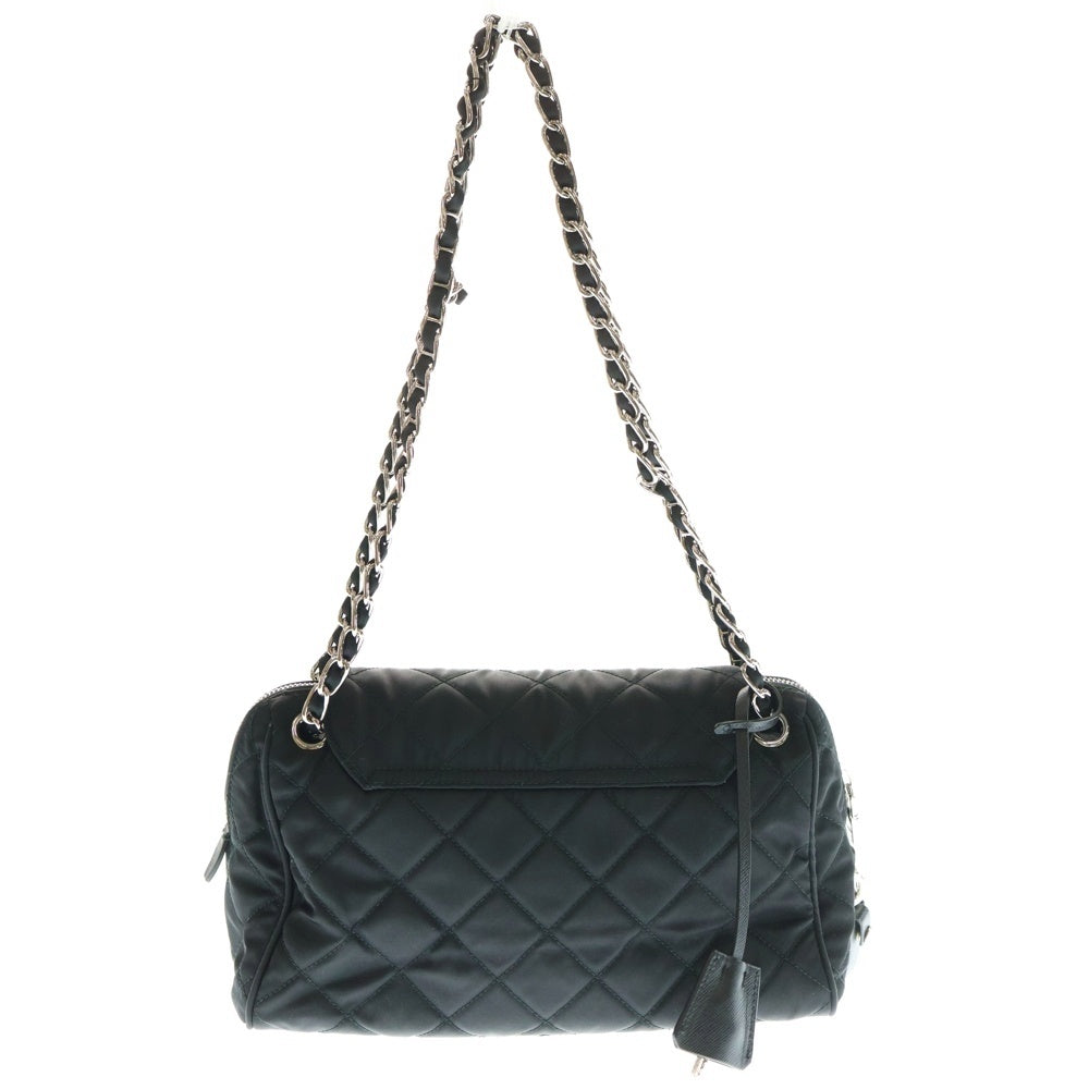PRADA(プラダ) キルティング 2WAYバッグ チェーンショルダーバッグ ハンドバッグ ブラック シルバー金具 ナイロン BR4965