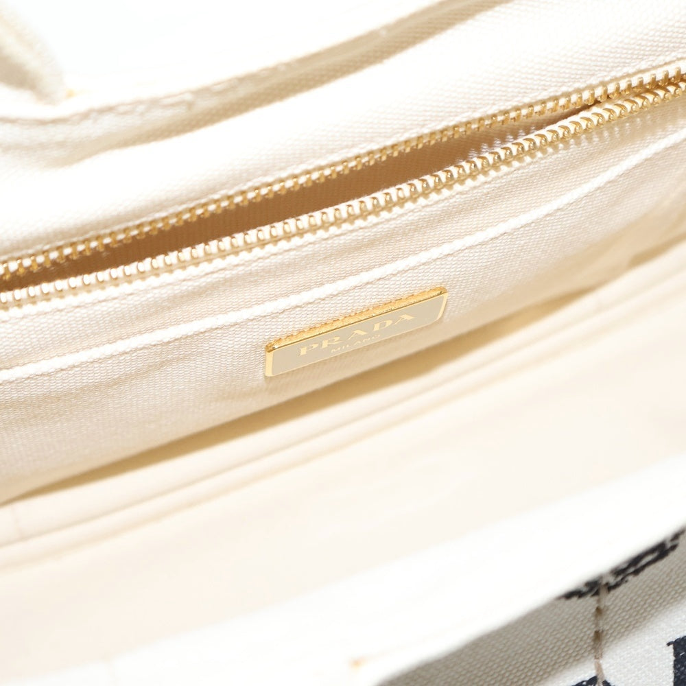PRADA(プラダ) カナパ 2WAYバッグ ハンドバック ショルダーバッグ ミニトートバッグ ホワイト アイボリー キャンバス ゴールド金具