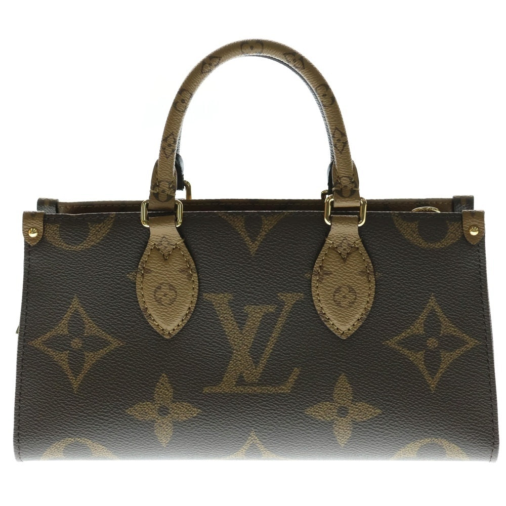 LOUIS VUITTON(ルイヴィトン) オンザゴーEW モノグラム ジャイアント リバース PVC レザー 2WAY ハンド チェーンショルダー バッグ ゴールド金具 ブラウン M14236