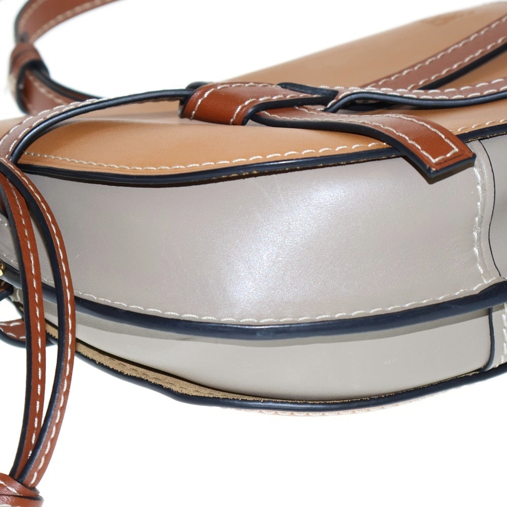 LOEWE(ロエベ) ゲートバッグ スモール ショルダーバッグ ショルダーポシェット ブラウン×グレージュ レザー ゴールド金具