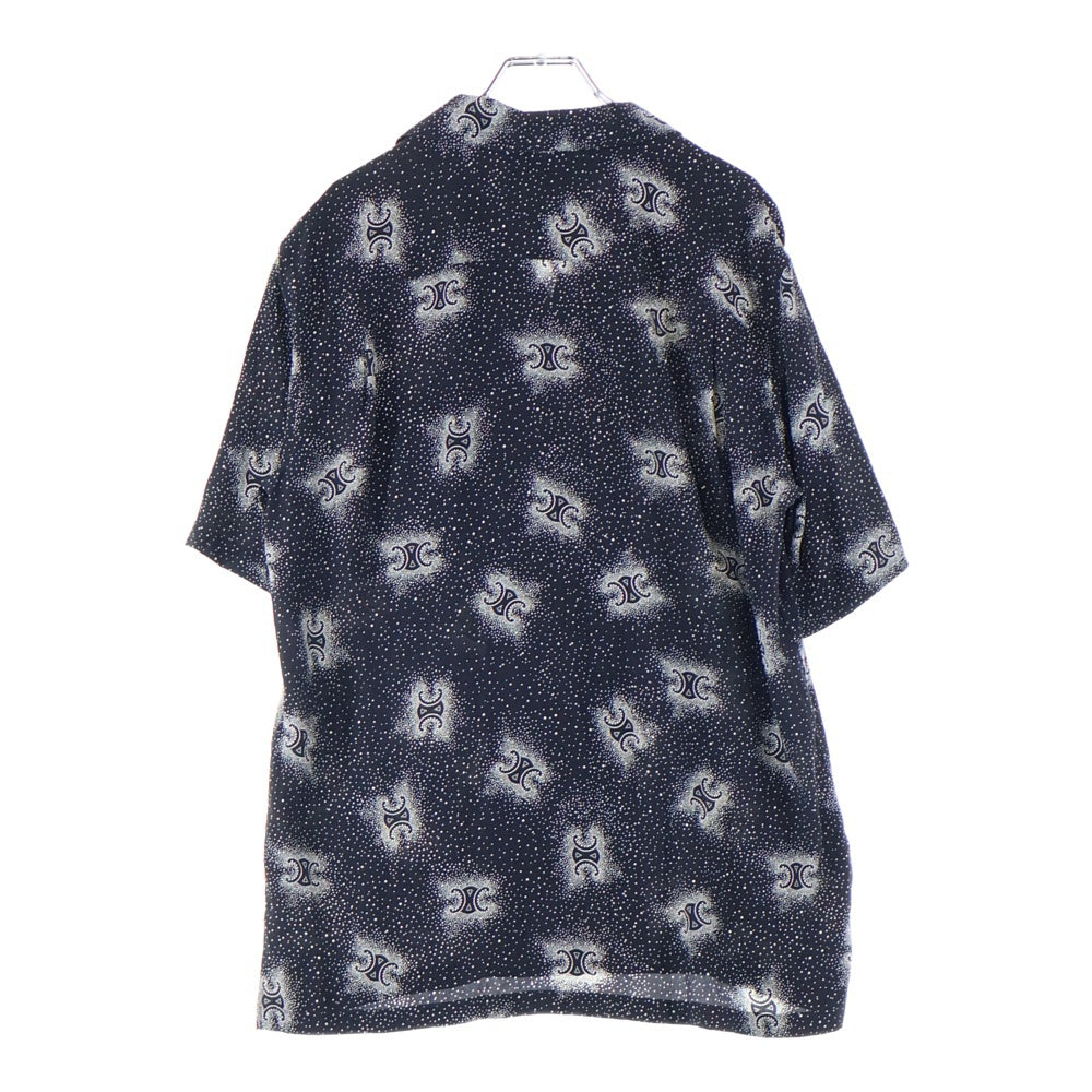 CELINE(セリーヌ) 24AW トリオンフ総柄 シルクオープンカラー半袖シャツ ブラック 2C946932W.38CE