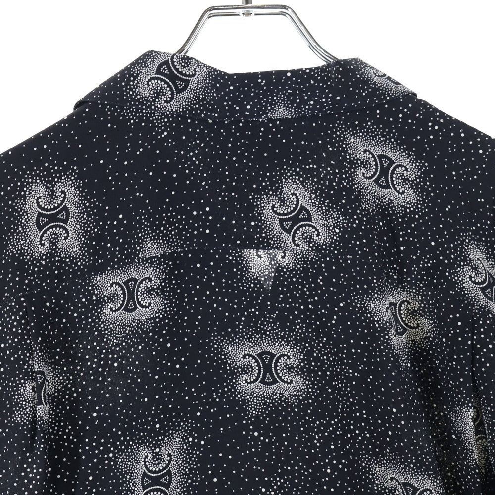 CELINE(セリーヌ) 24AW トリオンフ総柄 シルクオープンカラー半袖シャツ ブラック 2C946932W.38CE
