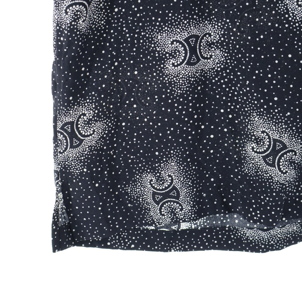 CELINE(セリーヌ) 24AW トリオンフ総柄 シルクオープンカラー半袖シャツ ブラック 2C946932W.38CE