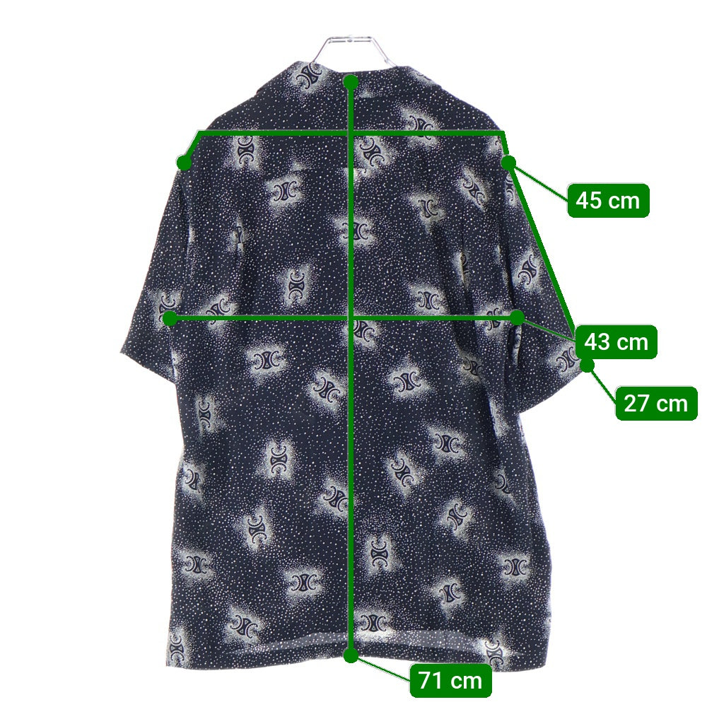 CELINE(セリーヌ) 24AW トリオンフ総柄 シルクオープンカラー半袖シャツ ブラック 2C946932W.38CE