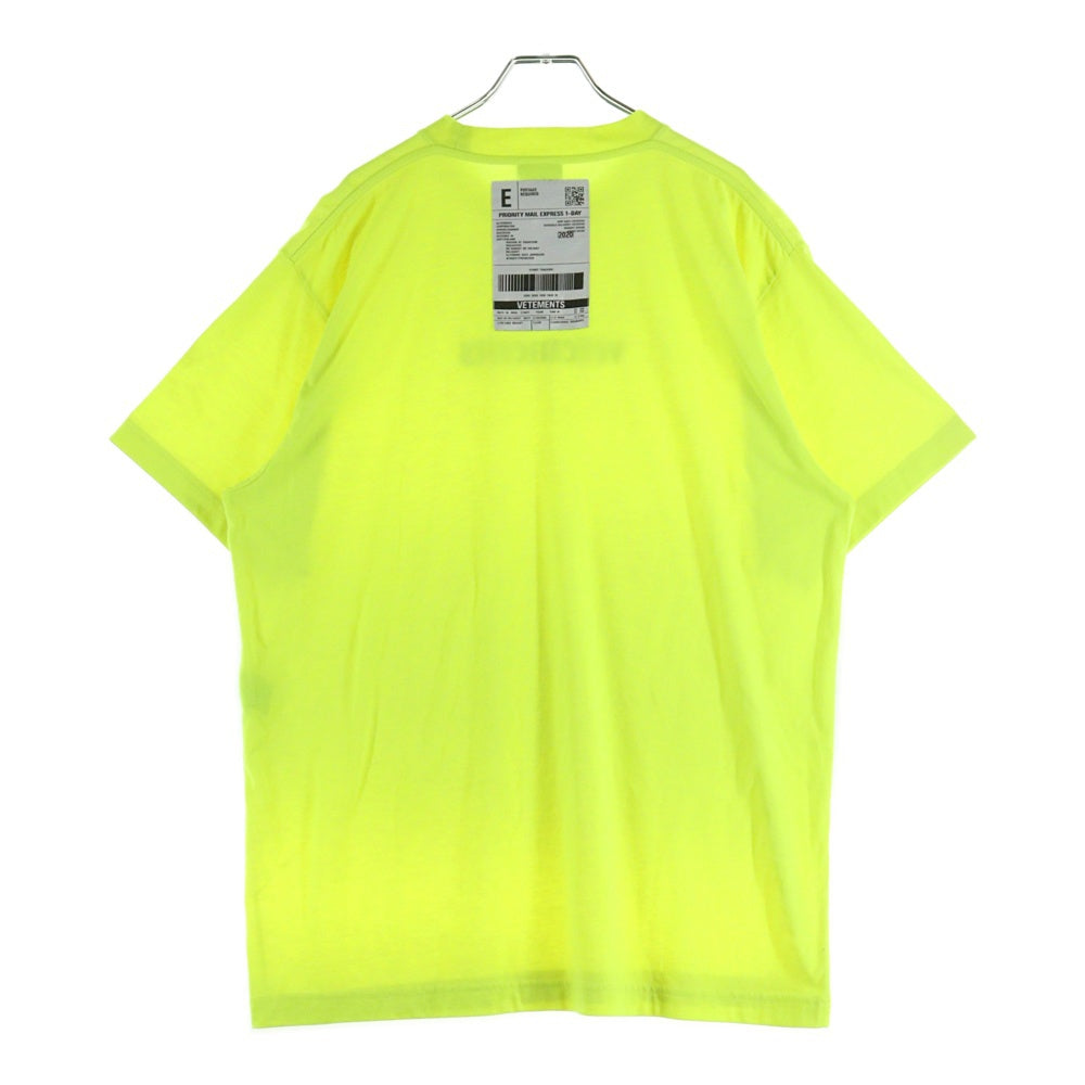 VETEMENTS(ヴェトモン) 20SS ロゴプリントバーコードパッチTシャツ 半袖カットソー ネオンイエロー SS20TR304
