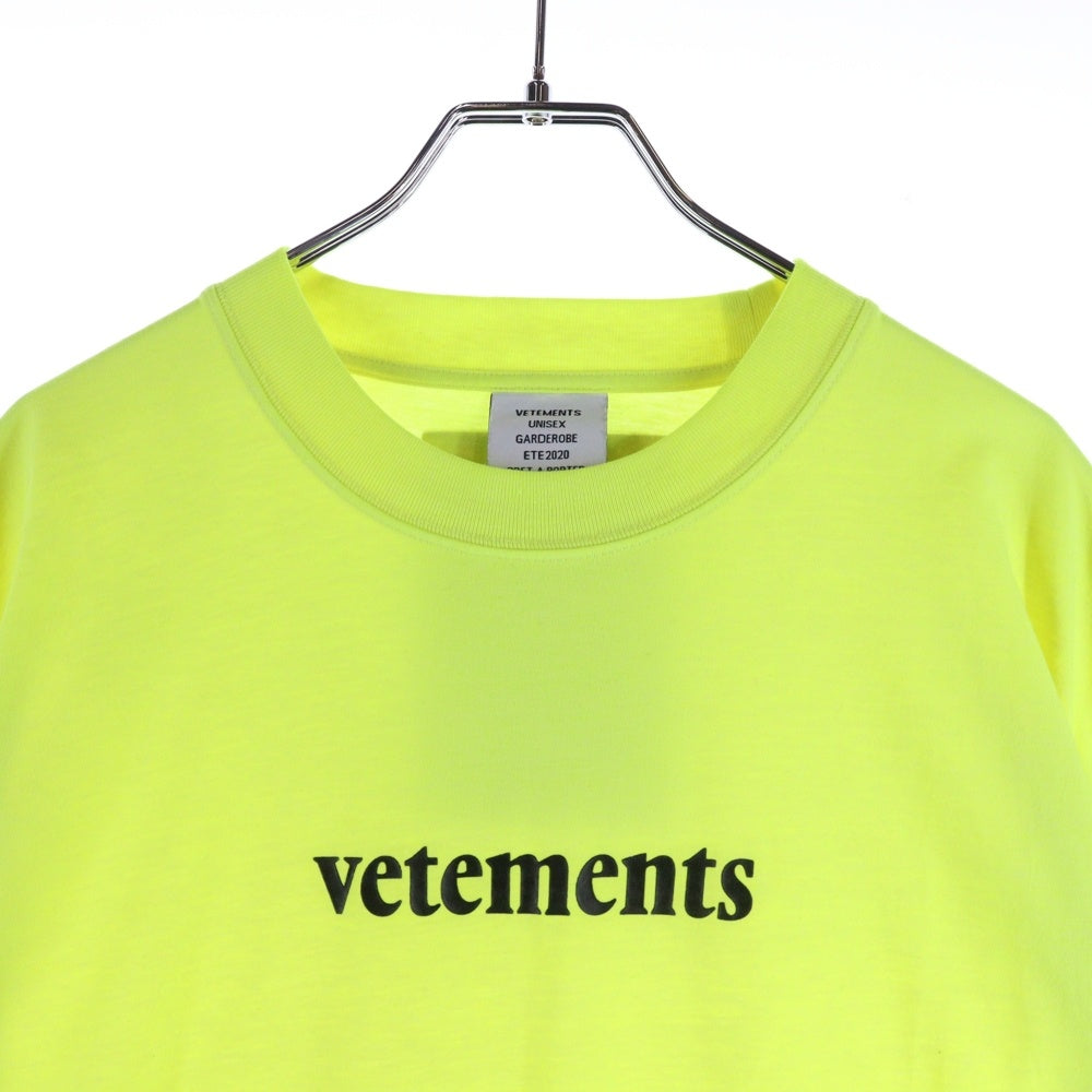 VETEMENTS(ヴェトモン) 20SS ロゴプリントバーコードパッチTシャツ 半袖カットソー ネオンイエロー SS20TR304