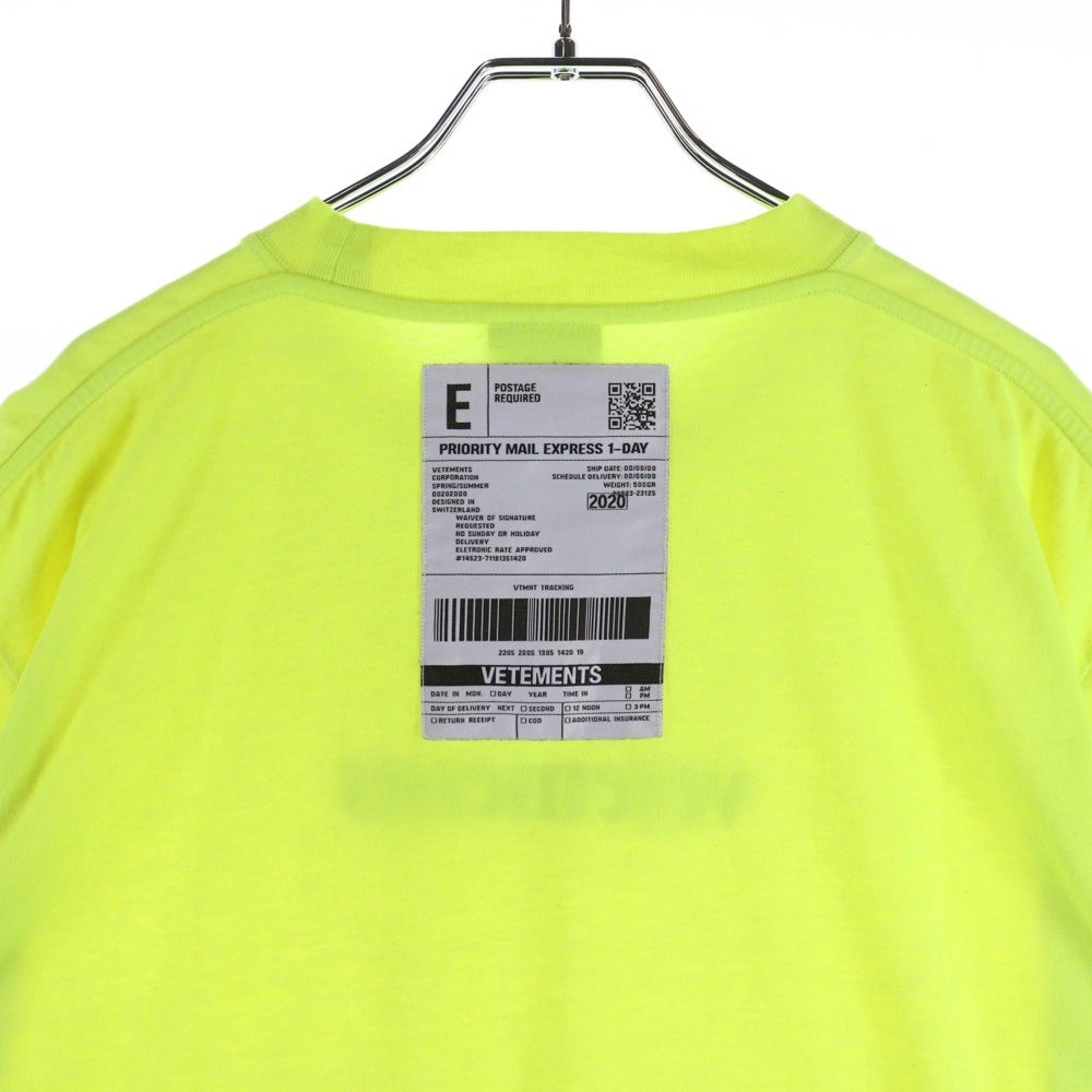 VETEMENTS(ヴェトモン) 20SS ロゴプリントバーコードパッチTシャツ 半袖カットソー ネオンイエロー SS20TR304