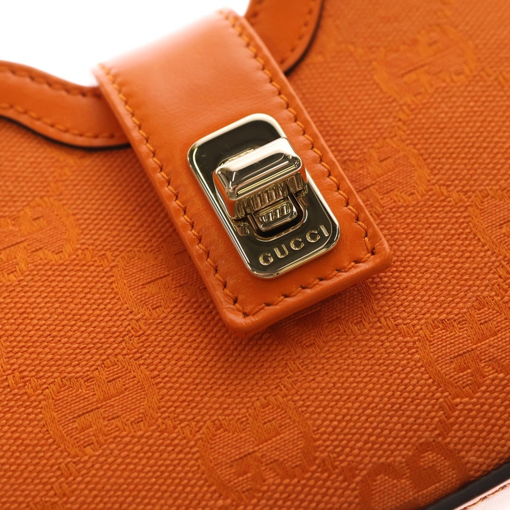 GUCCI(グッチ) GGキャンバス ムーンサイド ミニショルダーバッグ オレンジ キャンバス×レザー 786035 ゴールド金具