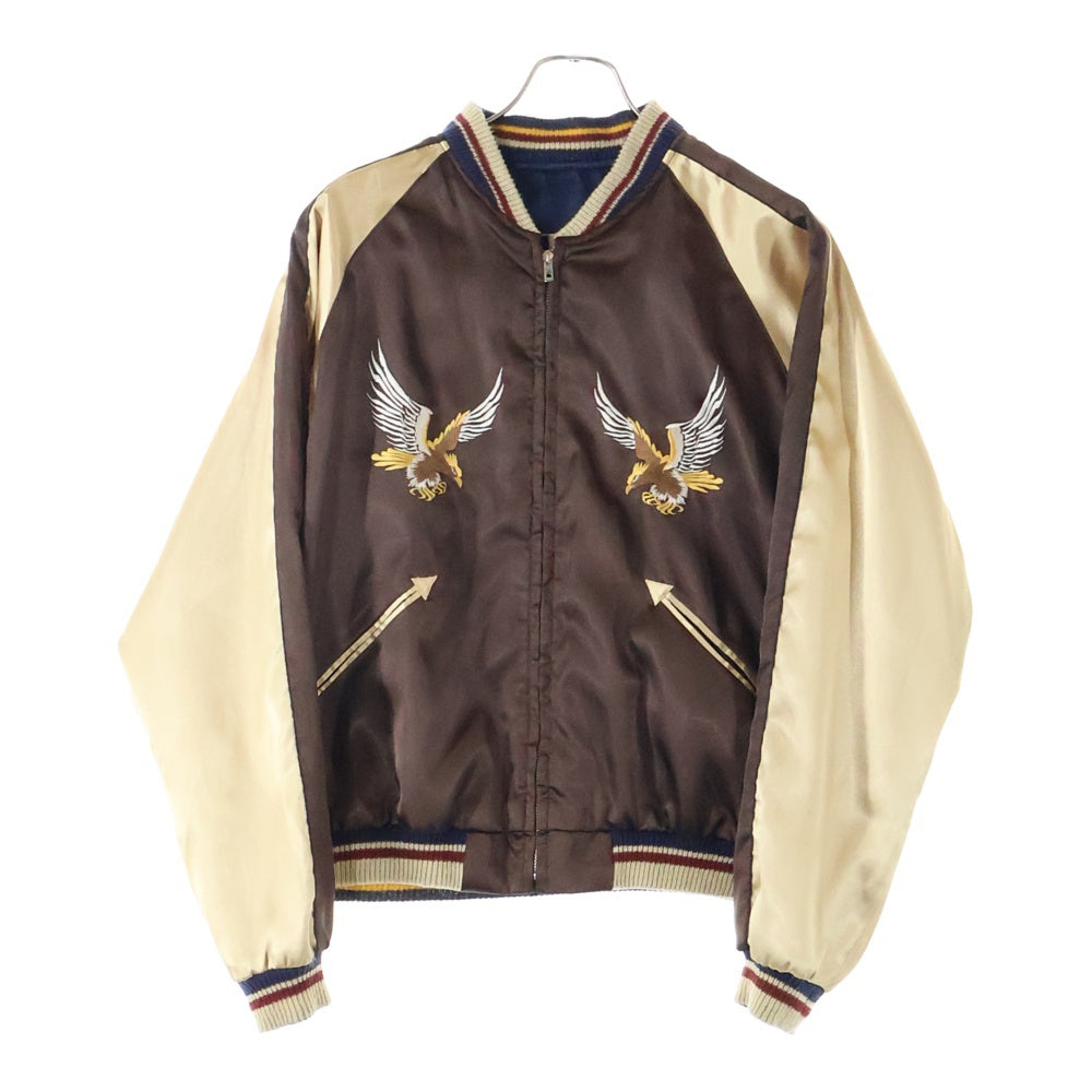 東洋エンタープライズ(トウヨウエンタープライズ) MUTANT ミュータント リバーシブル 鷲 日本地図 宇宙人 刺繍 スカジャン ジャケット ブラウン/ネイビー TT11145