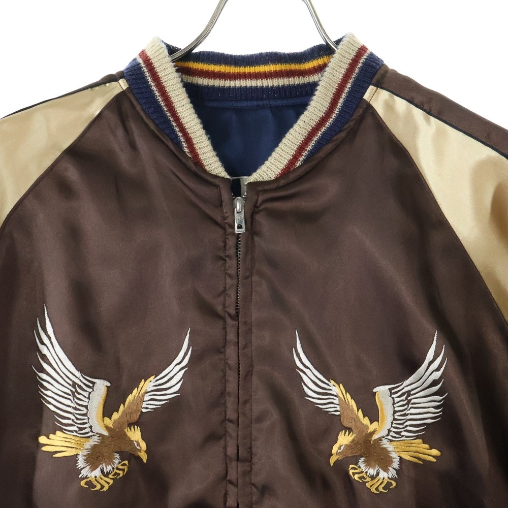 東洋エンタープライズ(トウヨウエンタープライズ) MUTANT ミュータント リバーシブル 鷲 日本地図 宇宙人 刺繍 スカジャン ジャケット ブラウン/ネイビー TT11145