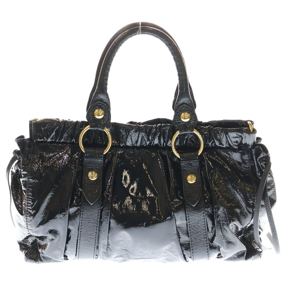 miumiu(ミュウミュウ) 2wayバック ハンドバッグ ショルダーバッグ ブラック レザー ゴールド金具