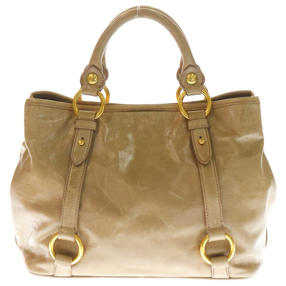 miumiu(ミュウミュウ) 2wayバック ハンドバッグ ショルダーバッグ ベージュ レザー ゴールド金具