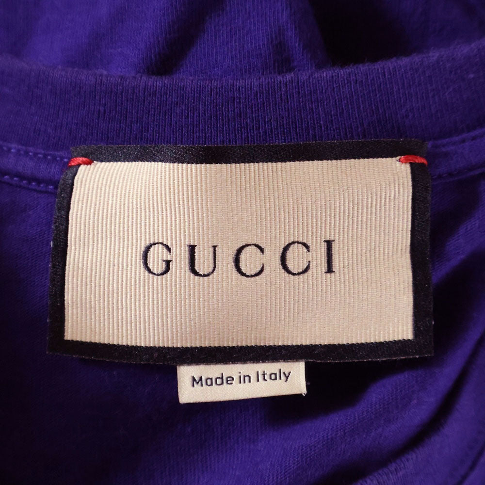 GUCCI(グッチ) GGロゴ エンブロイダリークルーネック半袖Tシャツカットソー パープル 673710 XJDVI