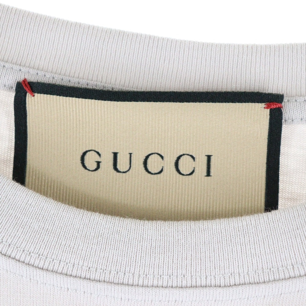 GUCCI(グッチ) スリーブロゴ グラフィックプリント ホースビット クルーネック半袖Tシャツカットソー ライトグレー 771758 XJGIB