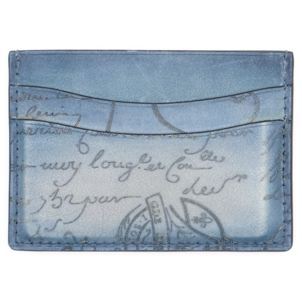 Berluti(ベルルッティ) バンブー カリグラフィ スクリットレザ- カードケース 名刺入れ ストーンデニム インディゴブルー