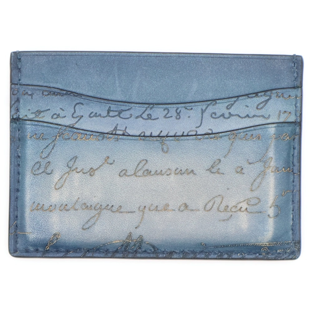 Berluti(ベルルッティ) バンブー カリグラフィ スクリットレザ- カードケース 名刺入れ ストーンデニム インディゴブルー