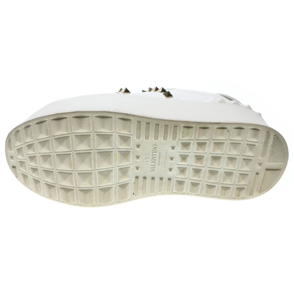 VALENTINO(ヴァレンティノ) ロックスタッズ アンタイトルド レザー プラットフォーム 厚底 レースアップ ローカットシューズ スニーカー ゴールド金具 ホワイト レディース