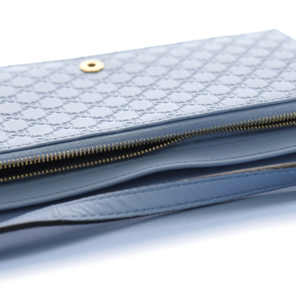 GUCCI(グッチ) マイクログッチシマ ショルダーウォレット ショルダーバッグ ミニバッグ ライトブルー レザー 466507 ゴールド金具