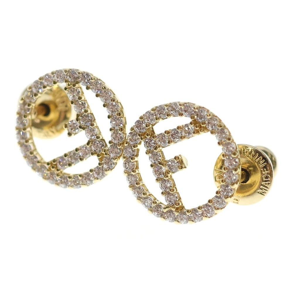 FENDI(フェンディ) エフイズ フェンディ ロゴ×ラインストーン ピアス ビジュー ゴールド 8AG738