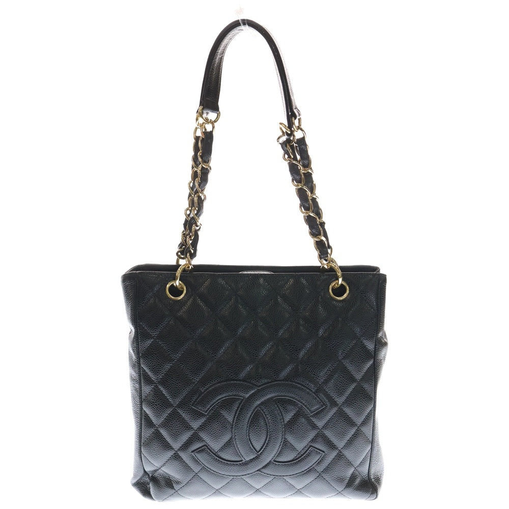 CHANEL(シャネル) PST チェーントートバック ブラック キャビアスキン ゴールド金具