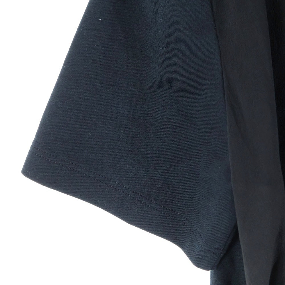 LOUIS VUITTON(ルイヴィトン) 20SS ワッペンロゴ モノグラム柄切り替え シルク ドローストリング クルーネック 半袖 カットソー ワンピース ブラック レディース RW201A JG2 FIDB16