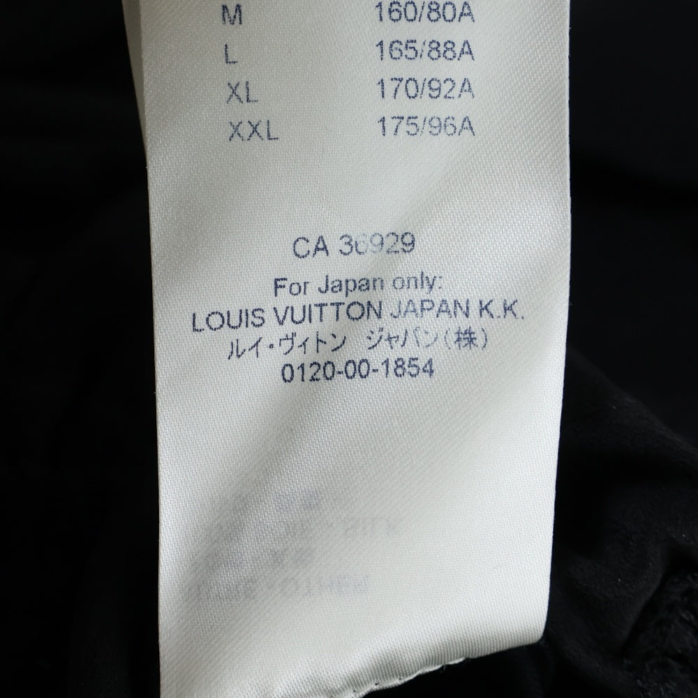 LOUIS VUITTON(ルイヴィトン) 20SS ワッペンロゴ モノグラム柄切り替え シルク ドローストリング クルーネック 半袖 カットソー ワンピース ブラック レディース RW201A JG2 FIDB16