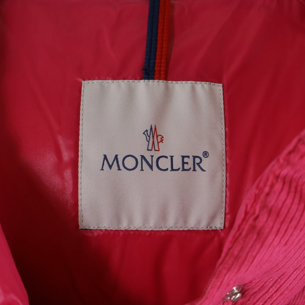 MONCLER(モンクレール) EAU オー ワッペンロゴ コーデュロイ切り替え フーデッド スナップボタン ダウンベスト ピンク レディース H20931A00127 596CS