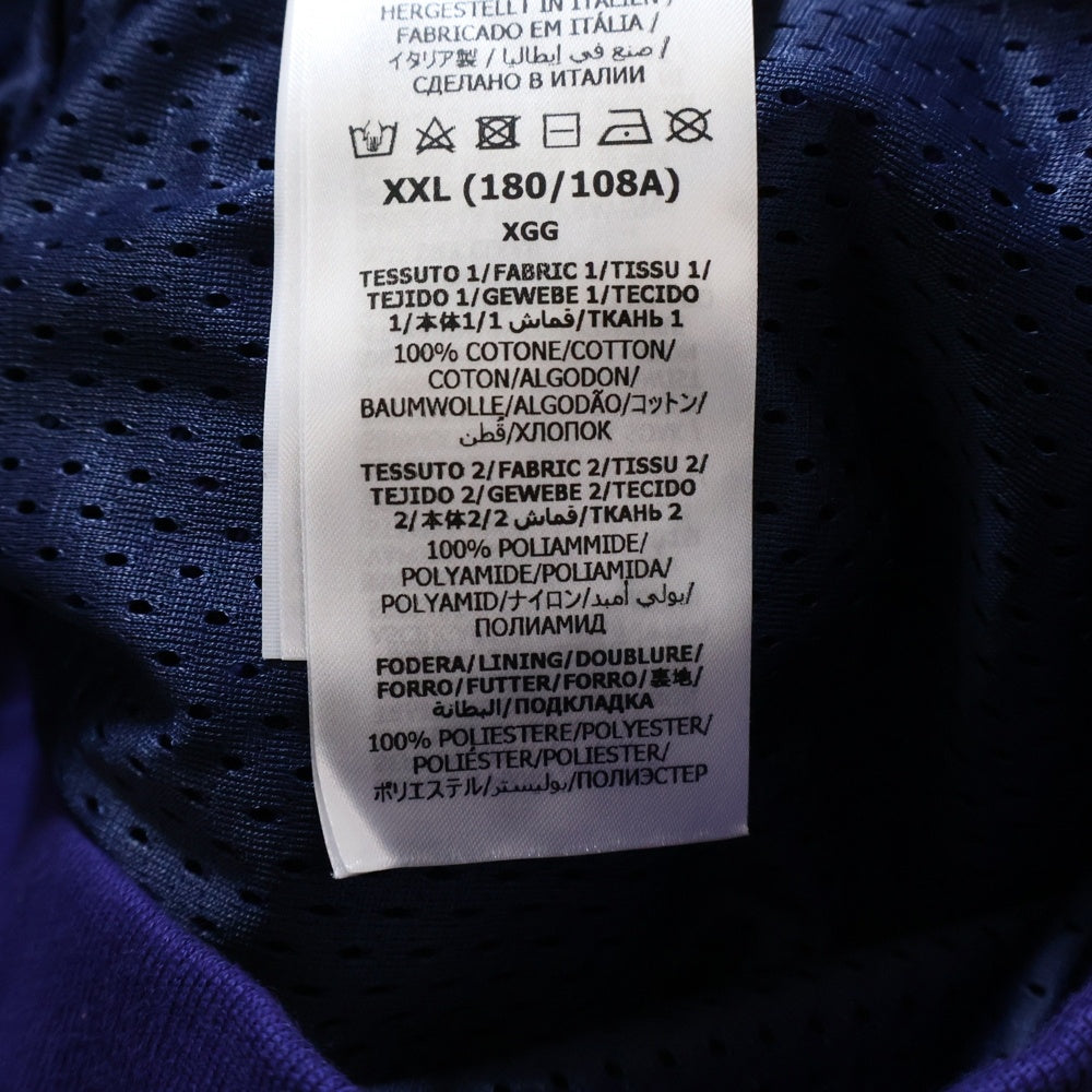 GUCCI(グッチ) 21AW バックロゴプリント バイカラー ナイロン切り替え ジップアップ スウェットパーカー フーディー レッド/ブルー 671462