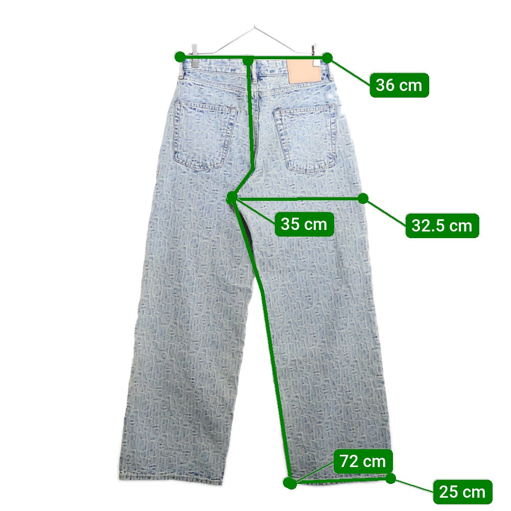 Acne Studios(アクネ ストゥディオズ) モノグラム総柄 ジャガード ルーズフィット ストレートデニムパンツ ジーンズ インディゴ B00349