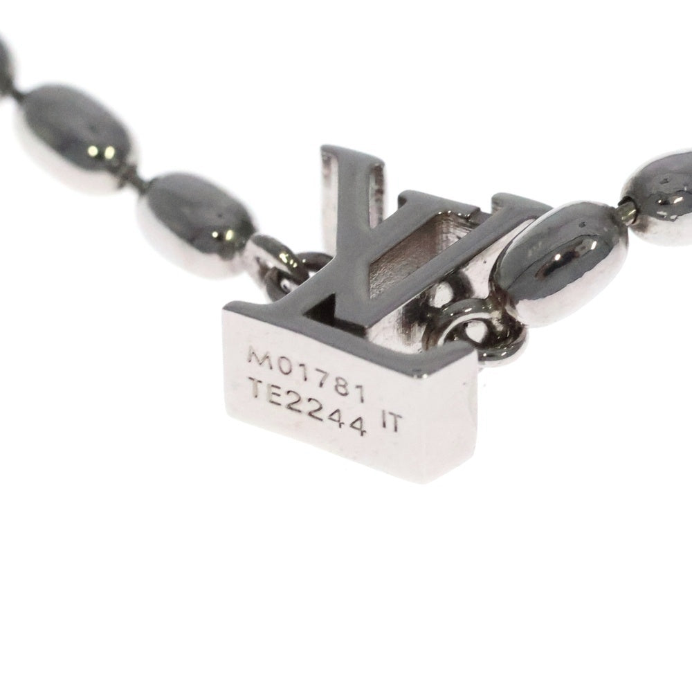 LOUIS VUITTON(ルイヴィトン) LV モノグラム パール フュージョン ネックレス ペンダント チェーン シルバー×ホワイト M01781