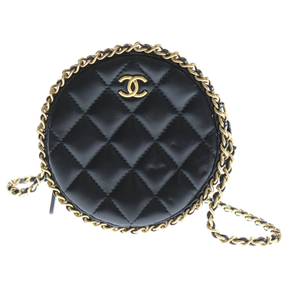 CHANEL(シャネル) マトラッセ クラシック チェーンショルダーバッグ ブラック ラムスキン ゴールド金具 AP0739 レディース