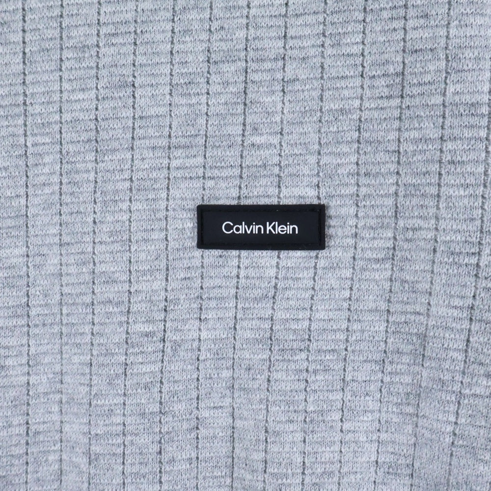 Calvin Klein(カルバンクライン) ラバーワッペンロゴ コットン クルーネック プルオーバー 長袖ニット セーター グレー K10K111946