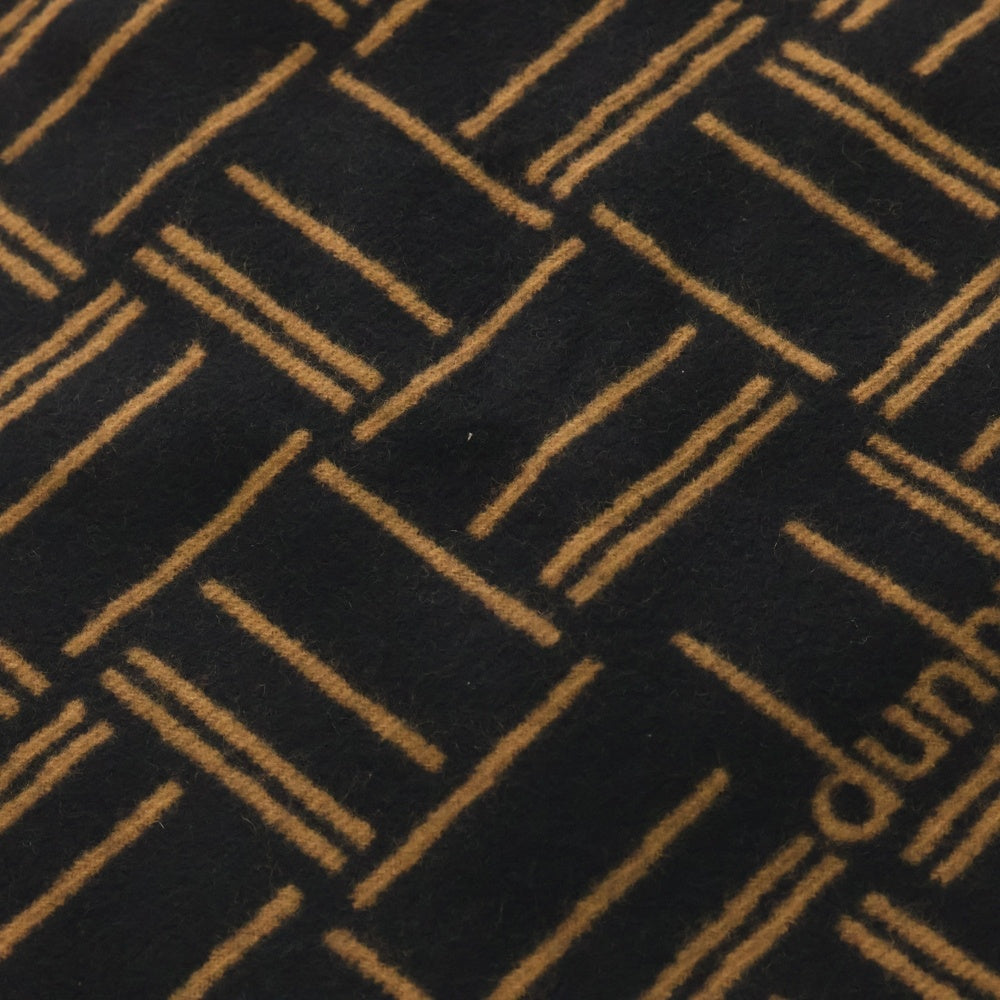 dunhill(ダンヒル) 総柄ジャガード カシミヤ×ウール フリンジマフラー ブラック/ブラウン レディース